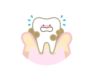 歯周病で苦しむ歯のイラスト